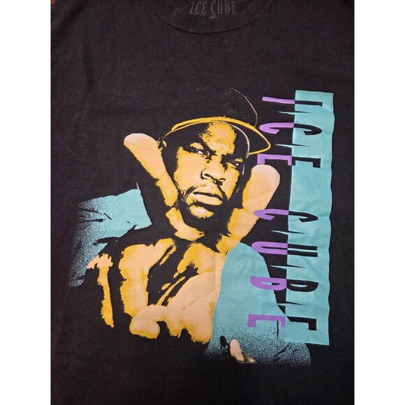 Ice Cube T-Shirt Men's Large Black Graphic Tee Rap Hip Hop 90s Style Portrait - Picture 2 of 4